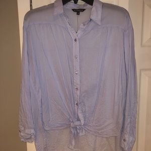 EXPRESS 100% Lyocell Oxford Blue Top